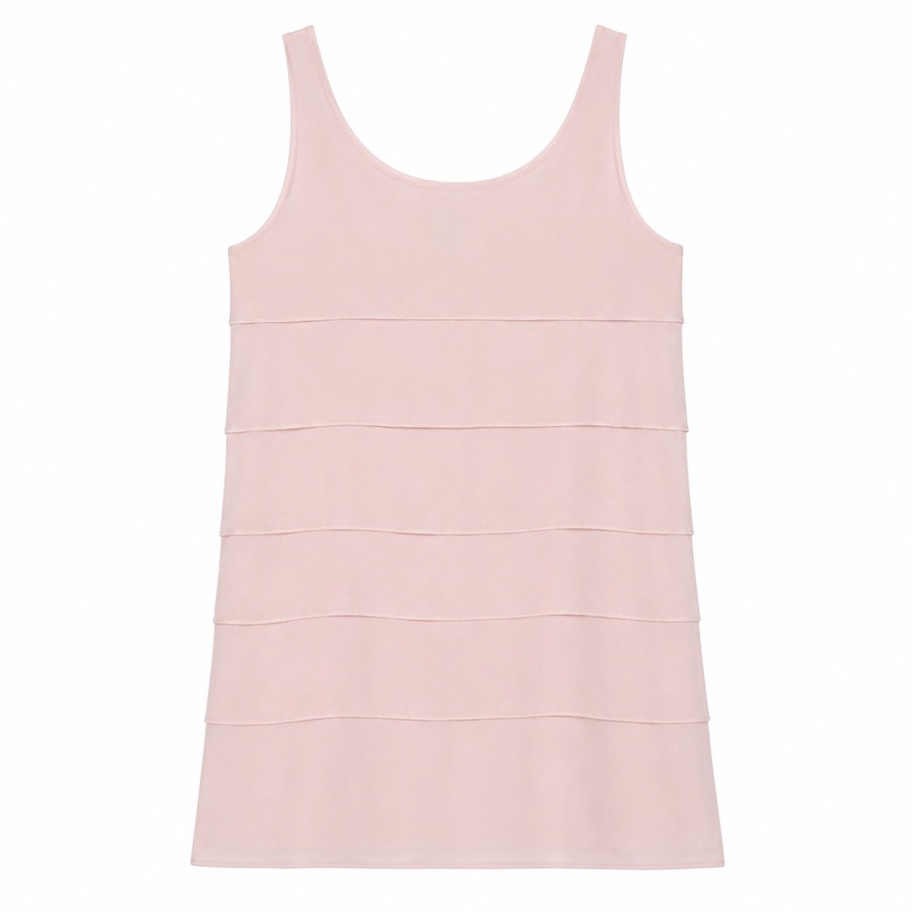 Eileen Fisher Blush Pink Silk Tiered Shift Dress Size Small